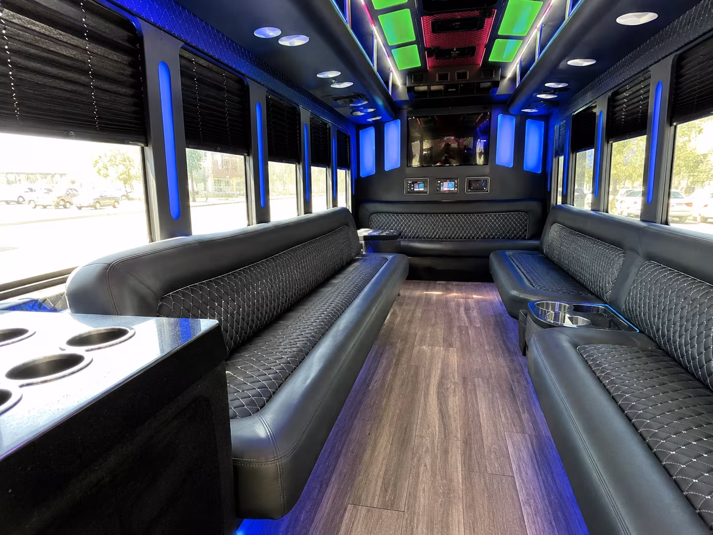 high point 15 passenger party bus inside