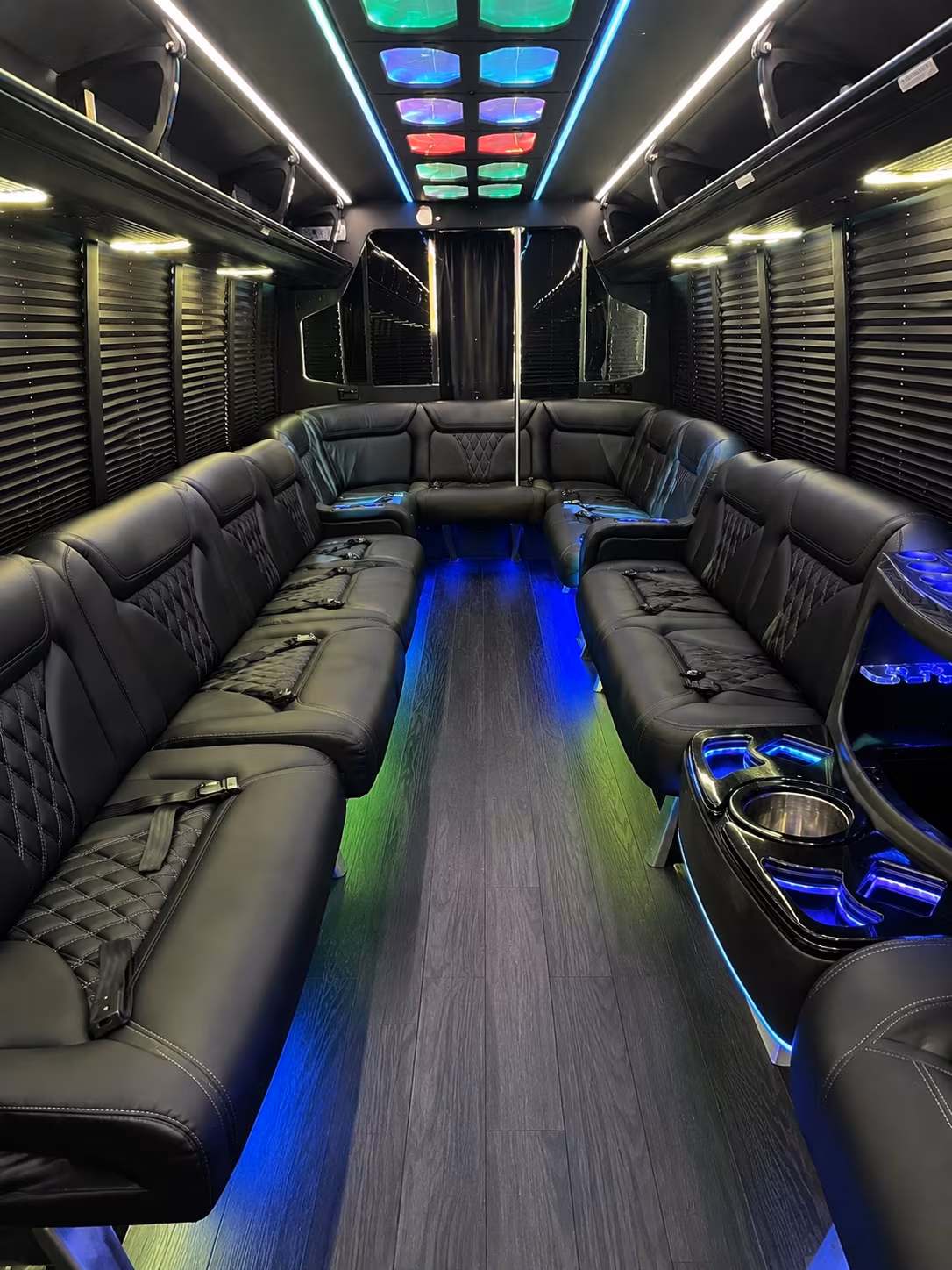 high point 20 passenger party bus interior