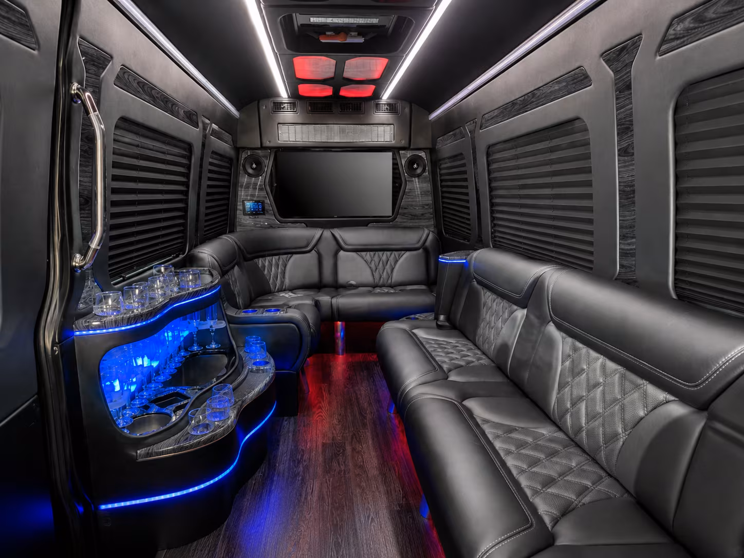 high point 30 passenger party bus inside