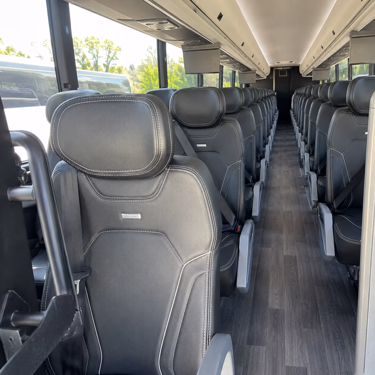 high point charter bus rental interior
