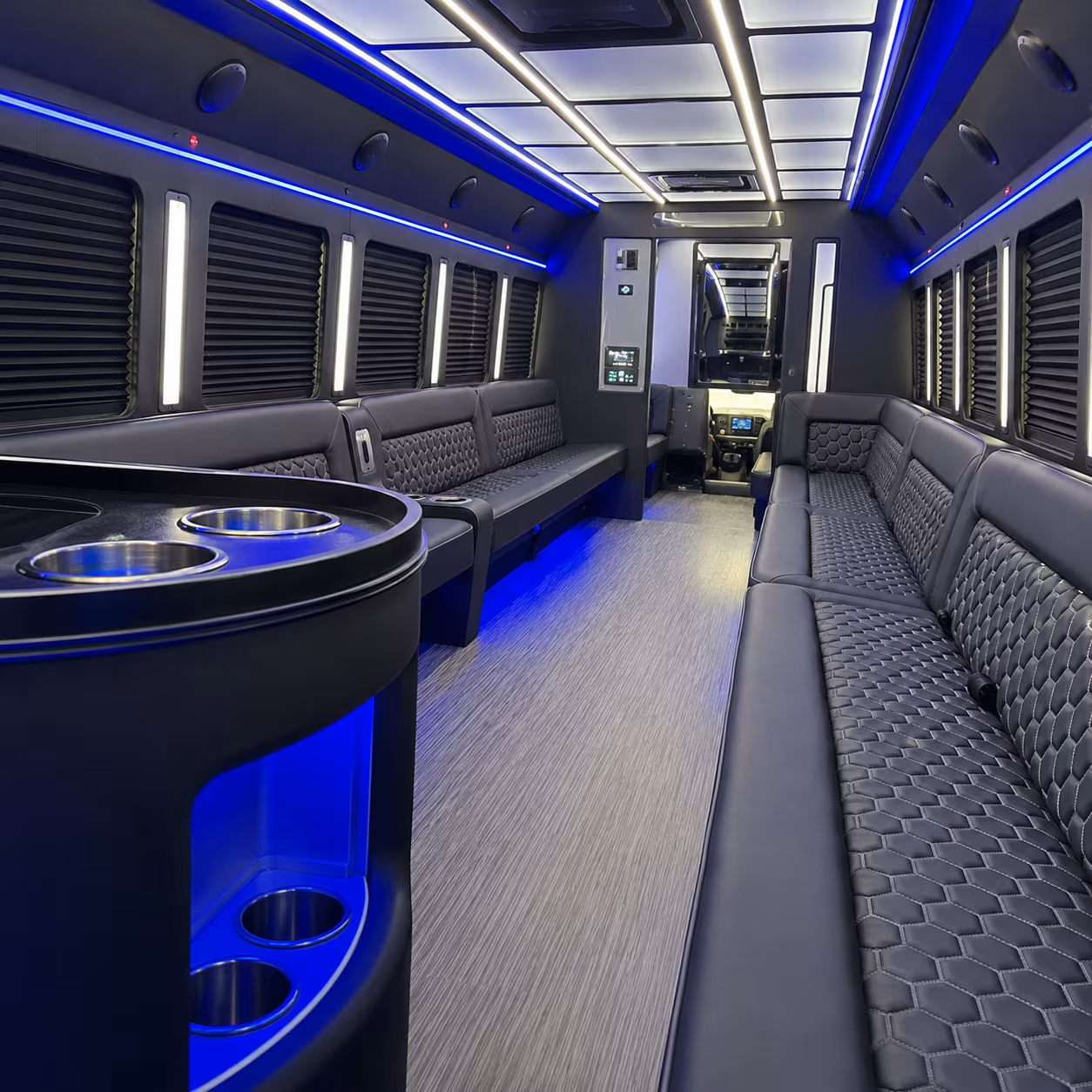 high point party bus rental interior